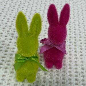 Fuzzy Bright Pink and Yellow Bunnies
